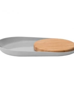 BergHOFF Leo 13.5" Bamboo Oval Plate With Cutting Board, Gray