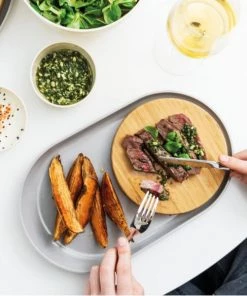 BergHOFF Leo 13.5" Bamboo Oval Plate With Cutting Board, Gray