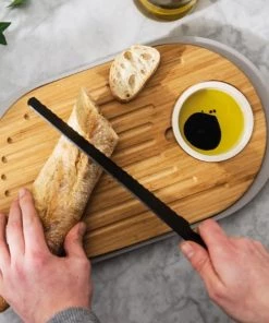 BergHOFF Leo 15.25" 2-sided Tapas Cutting Board With Tray, Gray