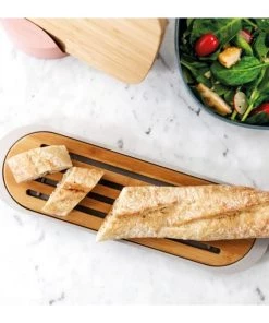 Cutlery BergHOFF Leo 14.5" Bamboo Baguette Cutting Board With Tray, Mint, Gray