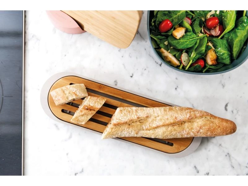 Cutlery BergHOFF Leo 14.5" Bamboo Baguette Cutting Board With Tray, Mint, Gray 4 Cutlery BergHOFF Leo 14.5" Bamboo Baguette Cutting Board With Tray, Mint, Gray