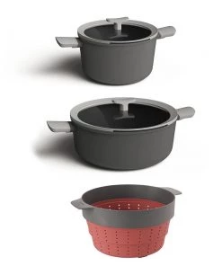 Cookware BergHOFF Leo 5Pc Non-Stick Stockpot & Steamer Set, Grey