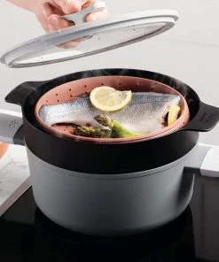 Cookware BergHOFF Leo 5Pc Non-Stick Stockpot & Steamer Set, Grey